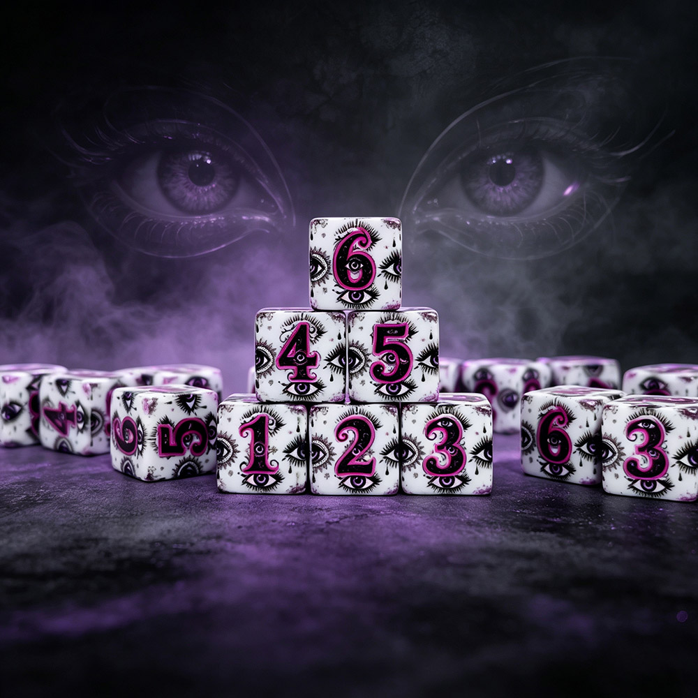 Board Game Print - 12Pcs 16MM D6 Acrylic Printed Dice